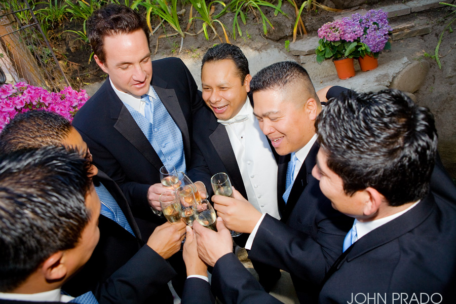 groomsman toasting in laughter