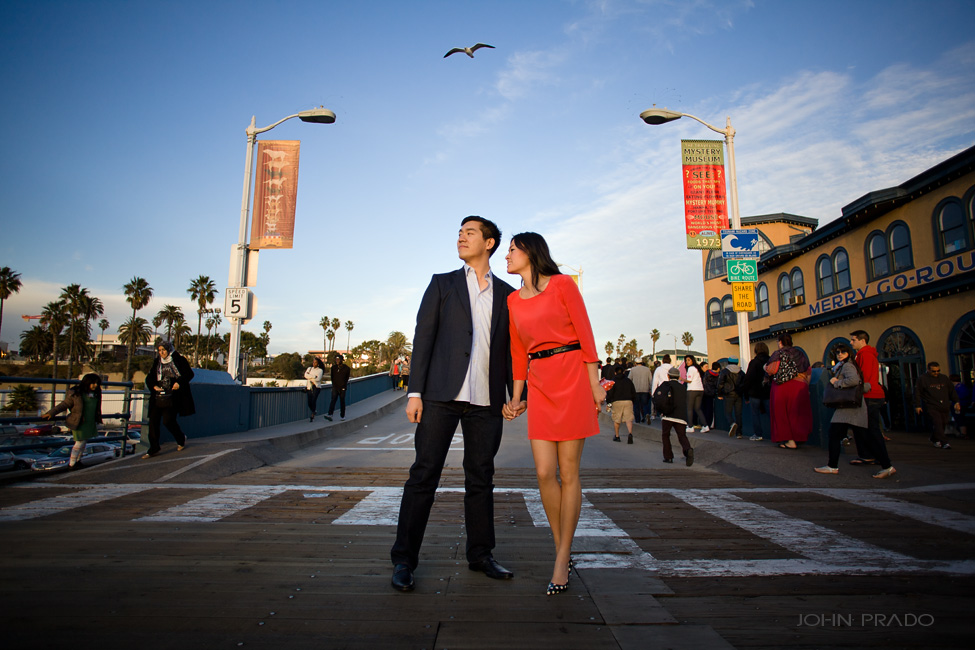Santa Monica pier engagement session photo 