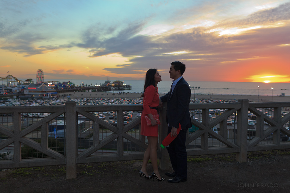 Santa Monica CA pier Skyline photo at sunset 