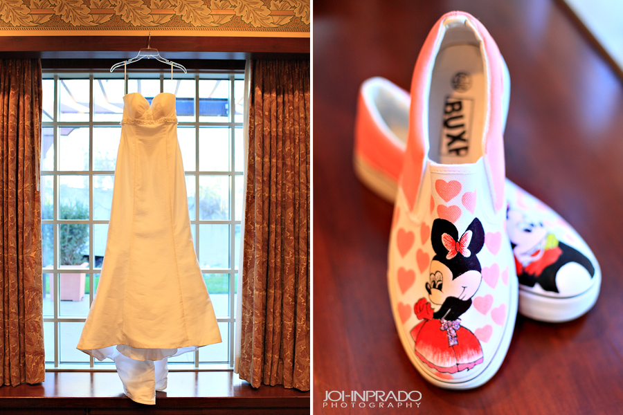 Disney wedding gown and Mimi Bridal sneakers shoes