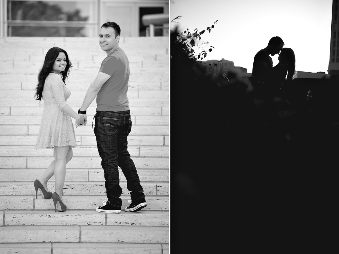 red tone dress engagement session
