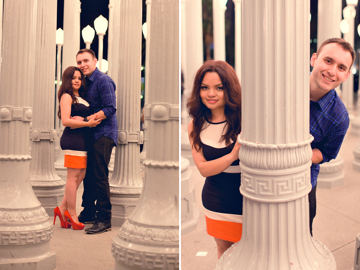 red tone dress engagement session