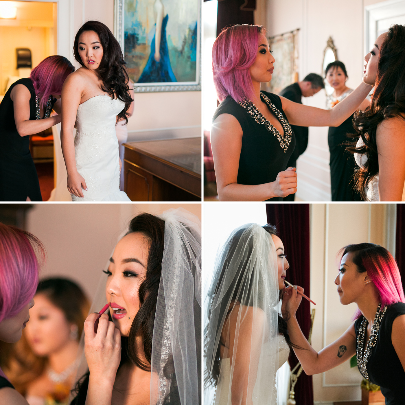 Last minute make up touches for this wedding bride 