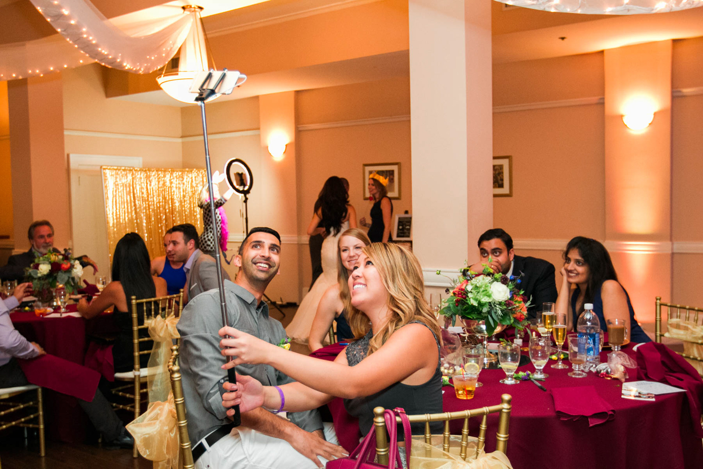 a selfie stick at this wedding reception 