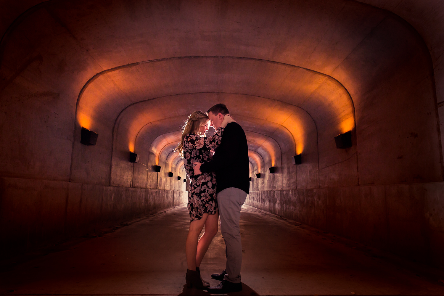 Off camera flash engagement photo session in Orange County
