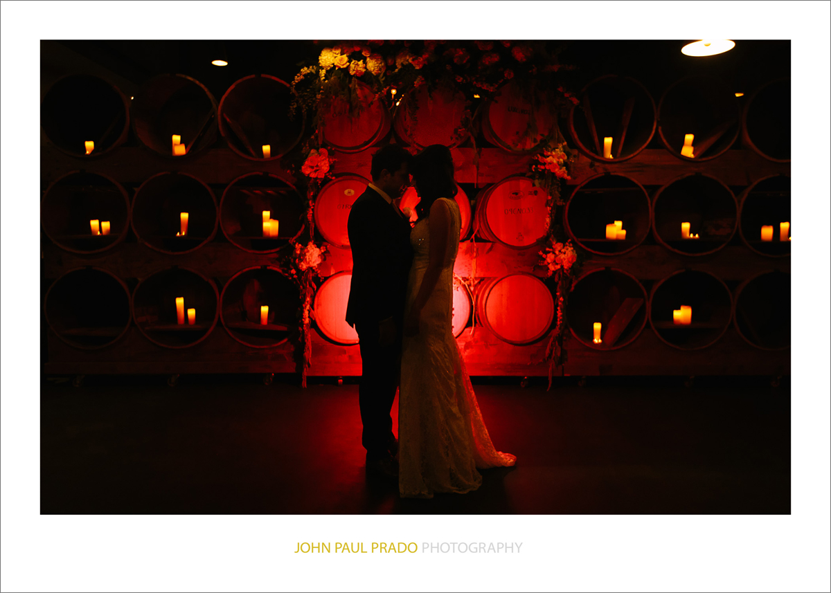 Deep red candlelight wedding day photo