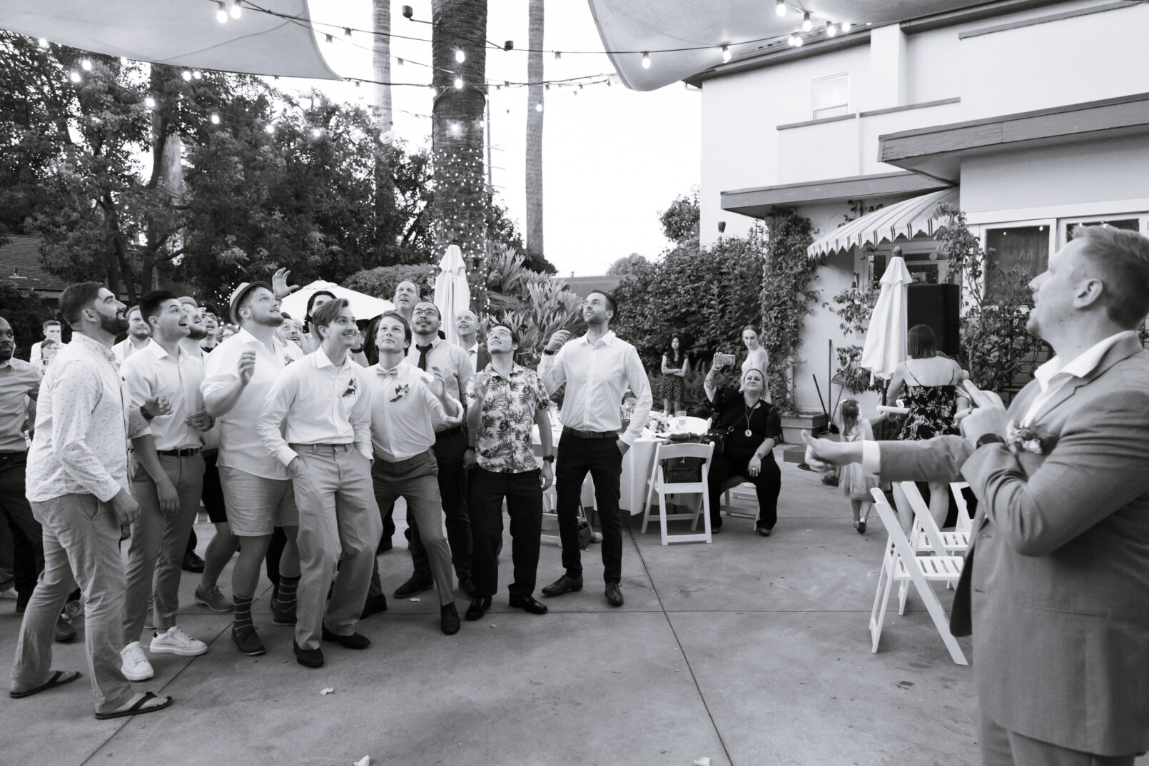 wedding garter toss at the French Estate