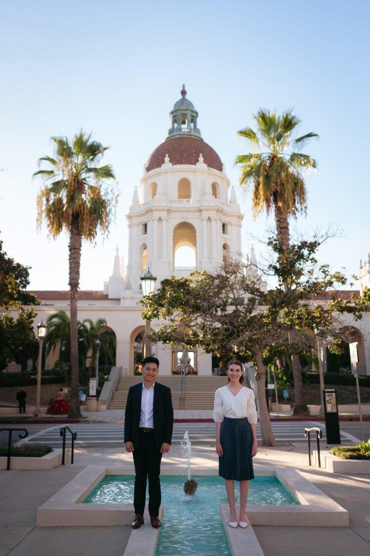 Pasadena city hall engagement couple