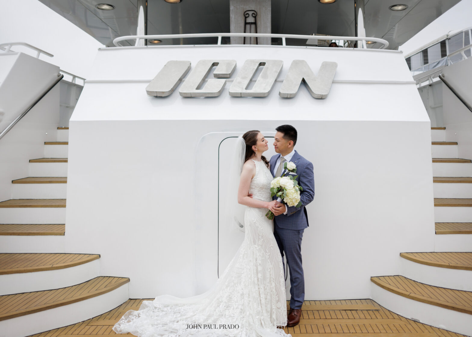 Coastal wedding on a Newport Beach city cruise