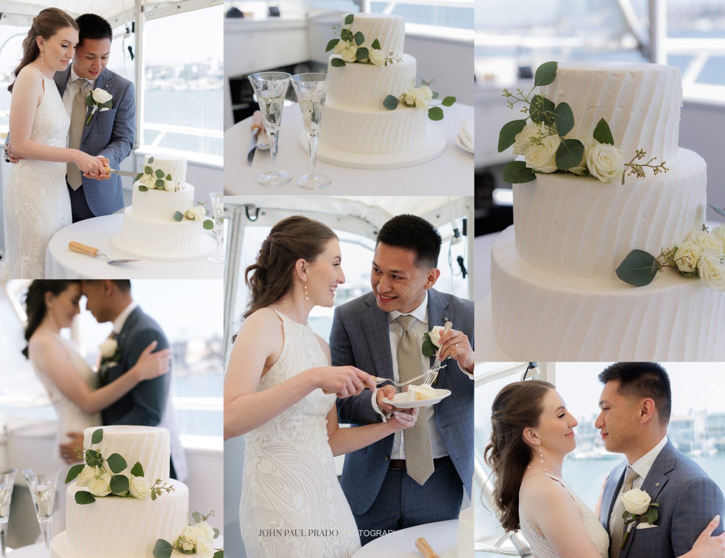 wedding couple cutting cake